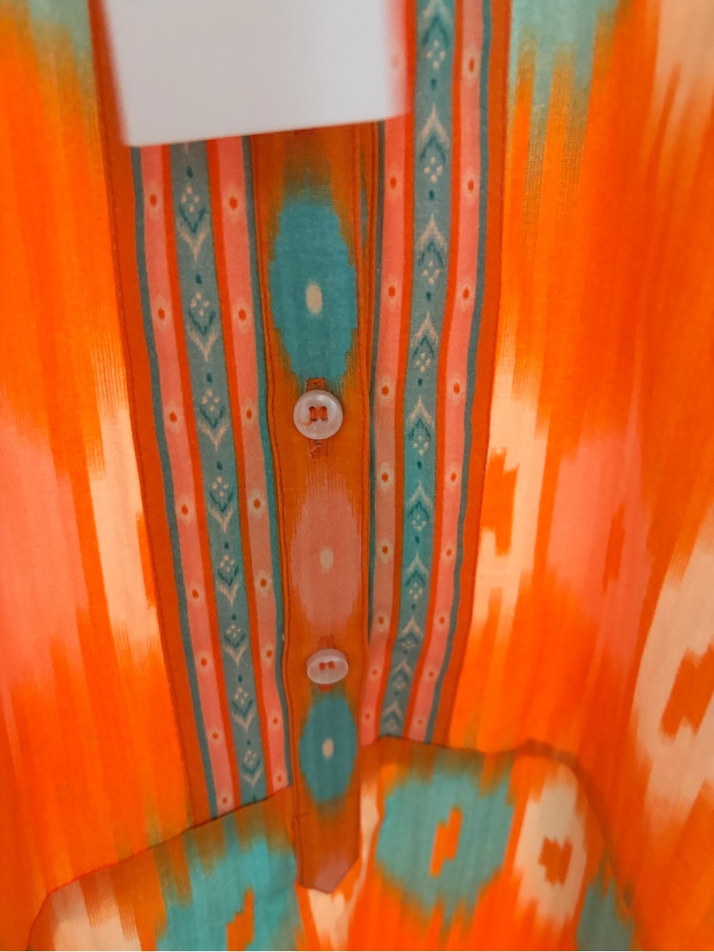 Bella Tu Orange & Turquoise Ikat Camden Shirt Dress Size XL - NWT - Picture 10 of 16